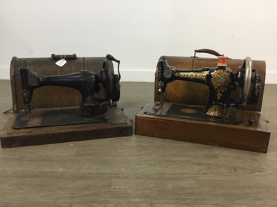 Lot 43 - TWO EARLY 20TH CENTURY PORTABLE SEWING MACHINES