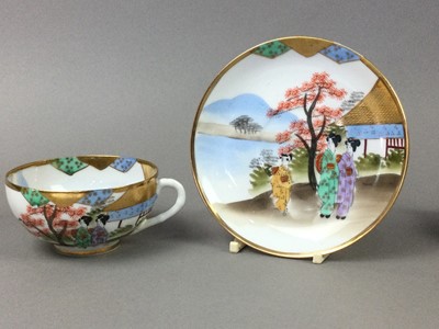 Lot 31 - A JAPANESE EGG SHELL PART TEA SET AND VARIOUS EASTERN METALWARE