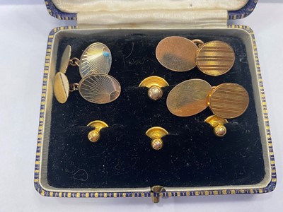 Lot 673 - TWO SETS OF CUFFLINKS AND A SET OF STUDS