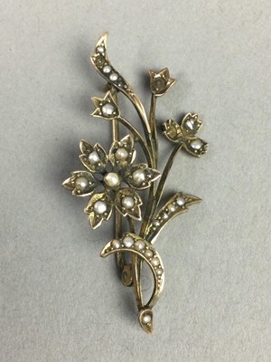Lot 44 - A SEED PEARL BROOCH AND TWO BAR BROOCHES