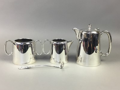 Lot 49 - A HOTEL PLATE FOUR PIECE TEA SERVICE AND OTHER PLATED ITEMS