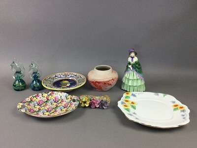 Lot 156 - A POOLE FLORAL DECORATED VASE, NEMADJI POTTERY VASES AND OTHER CERAMICS AND GLASS