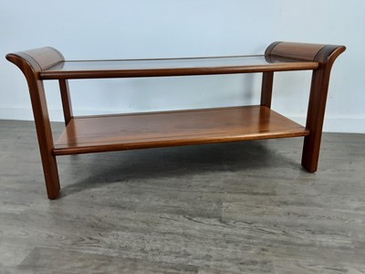 Lot 118 - A G PLAN TEAK TULIP COFFEE TABLE WITH SMOKED GLASS TOP