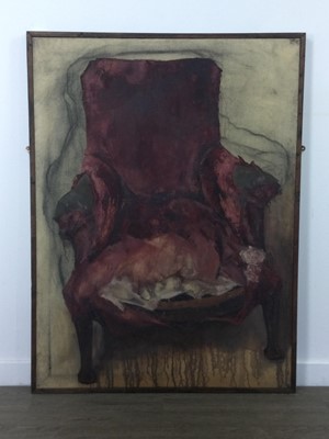 Lot 412 - BURST ARMCHAIR, A CONTEMPORARY SCOTTISH SCHOOL OIL ON CANVAS