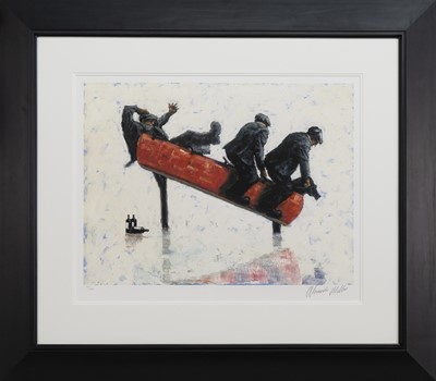 Lot 351 - COWBOYS, A SIGNED LIMITED EDITION PRINT BY ALEXANDER MILLAR