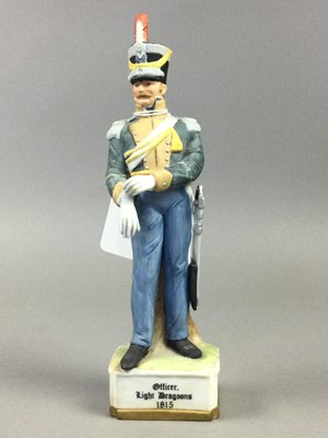 Lot 219 - THREE CAPODIMONTE FIGURES OF SOLDIERS AND TWO OTHER FIGURES