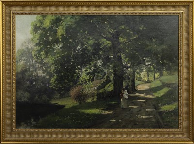 Lot 319 - A WEE STROLL, AN OIL BY J A HENDERSON TARBET