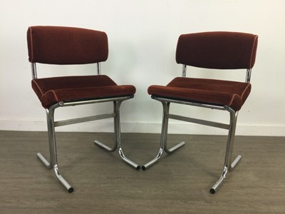 Lot 370 - A SET OF SIX FRENCH 1970S CANTILEVER COUNTER CHAIRS