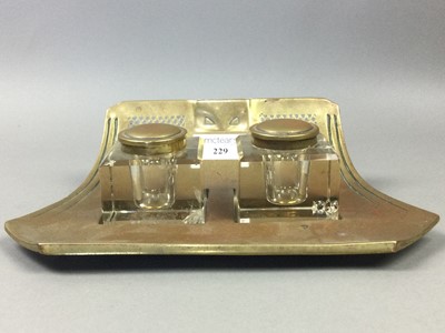 Lot 229 - A SECESSIONIST BRONZE DOUBLE INKSTAND