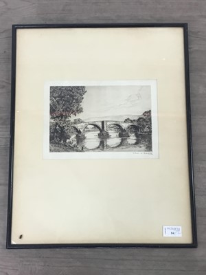 Lot 84 - AN ETCHING OF STIRLING BRIDGE AND ANOTHER OF THE SEVERN