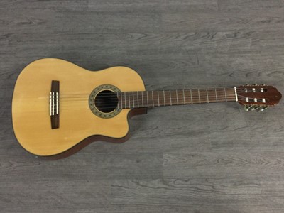 Lot 96 - A VALENCIA ALECTRIC ACOUSTIC GUITAR, ALONG WITH ANOTHER