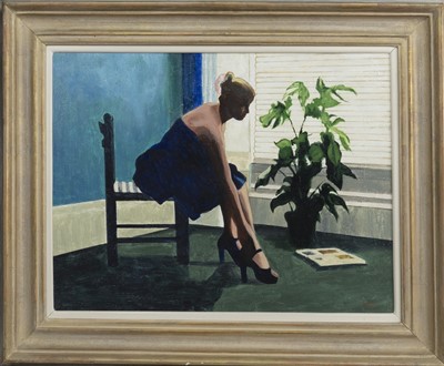 Lot 5 - SUMMER INTERIOR, AN OIL BY GEORGE HORN
