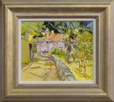 Lot 12 - THE HOUSE OF THE FOUNTAIN, AN OIL BY JAMES HARRIGAN