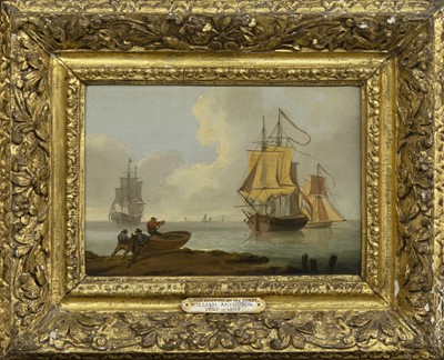 Lot 311 - DUTCH SHIPPING OFF THE COAST, AN OIL ATTRIBUTED TO WILLIAM ANDERSON