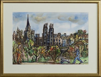 Lot 20 - NEW COLLEGE FROM PRINCES STREET, A WATERCOLOUR BY LADY LUCINDA MACKAY