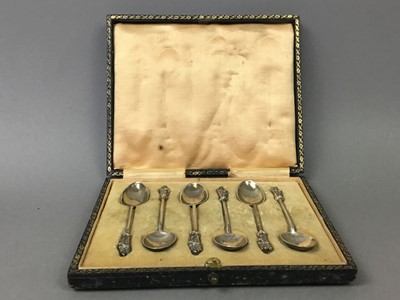 Lot 129 - A SET OF SILVER SPOONS AND PLATED DISHES