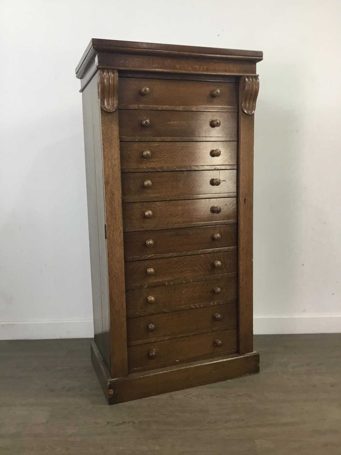 Lot 740 - A VICTORIAN OAK WELLINGTON CHEST