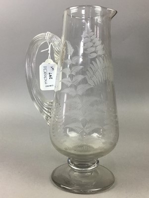 Lot 297 - A VICTORIAN FERN DECORATED WATER JUG AND OTHERS
