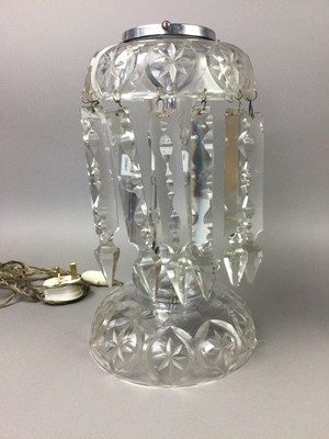 Lot 94 - A CLEAR CUT GLASS TABLE LAMP AND ANOTHER
