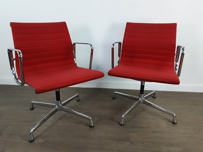 Lot 798 - A SET OF EIGHT EAMES EA108 OFFICE SWIVEL CHAIRS BY VITRA