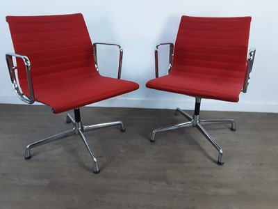 Lot 798 - A SET OF EIGHT EAMES EA108 OFFICE SWIVEL CHAIRS BY VITRA