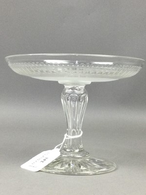 Lot 243 - A 19TH CENTURY CLEAR CUT GLASS TAZZA