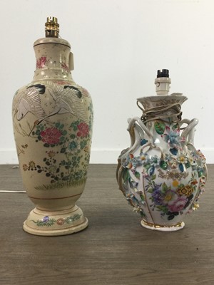 Lot 377 - A LOT OF TWO DECORATIVE CERAMIC TABLE LAMPS