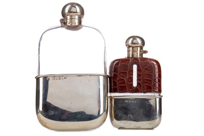 Lot 142 - TWO SILVER MOUNTED HIP FLASKS