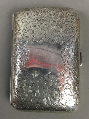 Lot 422 - A SILVER CIGARETTE CASE, A SILVER VESTA AND TWO WHITE METAL CASES