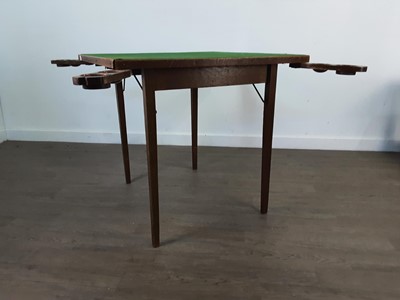 Lot 426 - A STAINED WOOD FOLDING CARD TABLE AND ANOTHER TABLE