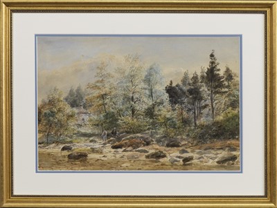 Lot 321 - FISHING AT PITLOCHTRY, A WATERCOLOUR BY WALLER HUGH PATON