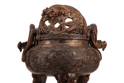 Lot 1138 - A CHINESE CAST METAL CENSER