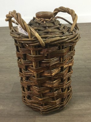 Lot 445 - A STONEWARE WHISKY FLASK AND A FLAGON