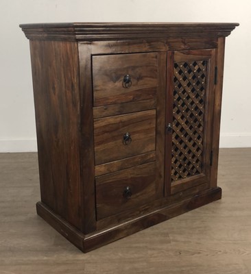 Lot 447 - A REPRODUCTION HARDWOOD SIDE CABINET