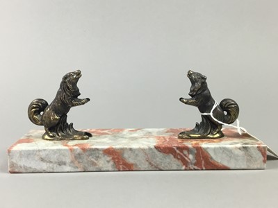 Lot 305 - A MODEL OF BRASS DOGS AND OTHER FIGURES