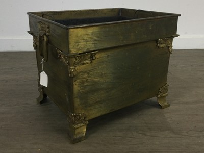 Lot 458 - A BRASS OBLONG FUEL BIN