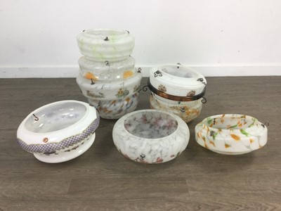 Lot 324 - NINE OPAQUE AND WHITE GLASS CEILING SHADES