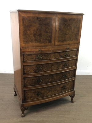 Lot 301 - A BURR WALNUT CABINET ON CHEST