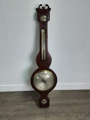 Lot 457 - A 19TH CENTURY MAHOGANY WHEEL BAROMETER BY HILLS & SAUNDERS OF OXFORD & ETON