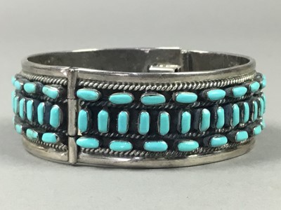 Lot 483 - A MEXICAN SILVER BANGLE AND EARRINGS