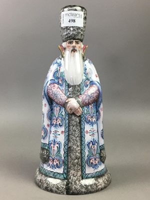 Lot 498 - A GLAZED TERRACOTTA TABLE BELL