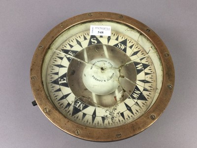 Lot 548 - A NEGRETTI & ZAMBRA MARINE COMPASS