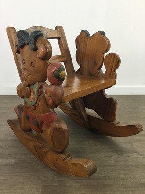 Lot 563 - MODERN HARDWOOD TEDDYBEAR ROCKING CHAIR