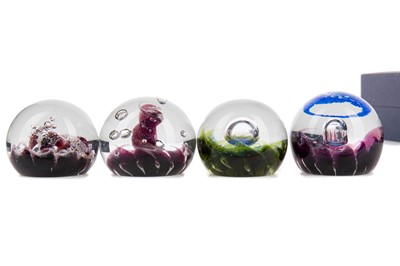 Lot 400 - A SET OF FOUR CAITHNESS GLASS 'PLANET' PAPERWEIGHTS