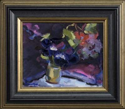Lot 40 - CLEMATIS, AN OIL BY MARGARET BALLANTYNE