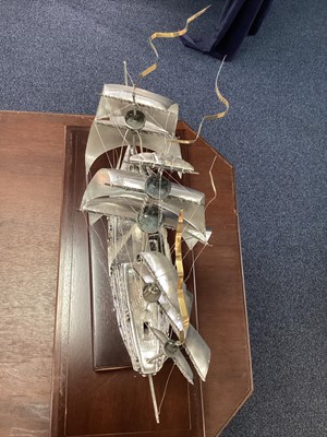 Lot 47 - A LARGE STERLING SILVER MODEL OF THE MARY ROSE, THE FLAGSHIP OF KING HENRY VIII