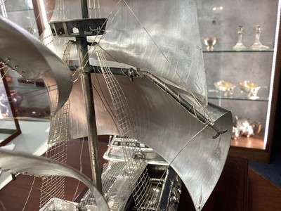 Lot 47 - A LARGE STERLING SILVER MODEL OF THE MARY ROSE, THE FLAGSHIP OF KING HENRY VIII