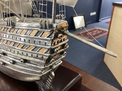 Lot 47 - A LARGE STERLING SILVER MODEL OF THE MARY ROSE, THE FLAGSHIP OF KING HENRY VIII