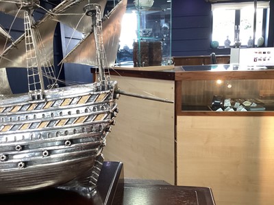 Lot 47 - A LARGE STERLING SILVER MODEL OF THE MARY ROSE, THE FLAGSHIP OF KING HENRY VIII