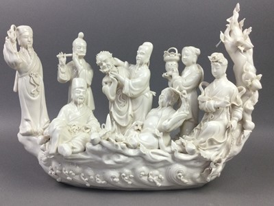 Lot 15 - A 20TH CENTURY CHINESE BLANC DE CHINE GROUP OF THE IMMORTALS AND OTHER FIGURES